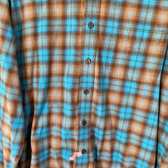 Gap Plaid Flannel Button Up in Blue and Brown - Picture 2 of 4